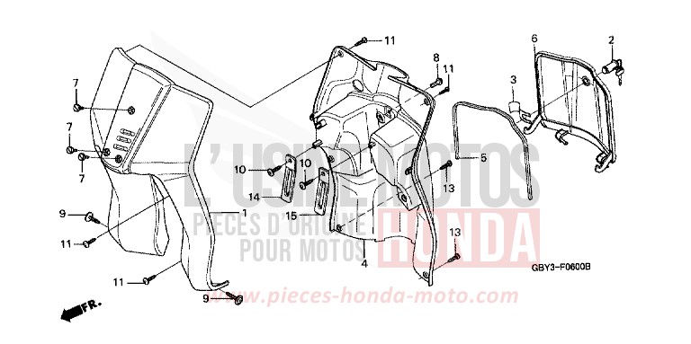 ABDECKUNG, VORNE/INNENGEHAEUSE von CB1300 Super Bold'or ABS SCHWARZ (NH1) von 1999
